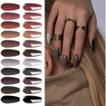 Vernis semi - permanent - febest - lot de 12 couleurs - nuances gris nude marron - 8 ml par flacon