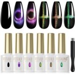 Vernis semi permanent magntique 6pcs noir couleur cat eye gel vernis  ongles avec bton magntique ...
