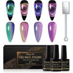 Vernis semi - permanent magn�tique - febest - 4 couleurs holographiques - 9d cat eye - b�ton magn�tique ...