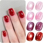 Vernis semi permanent magn�tique rose rouge 4 couleurs paillet� holographique cat magnetic eye u v gel ...