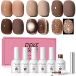Vernis semi permanent marron 6 couleurs marron fonc� paillettes cat eye vernis � ongles soak - off uv ...