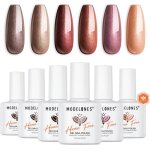 Vernis semi permanent marron paillet 6 couleurs vernis gel uv sans hema soak off vernis  ongles complet ...