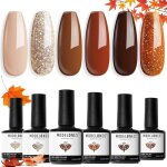 Vernis semi permanent marron paillet� automne 6 couleurs vernis gel uv semi permanent nude kit vernis ...