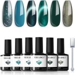 Vernis semi permanent paillet� - febest - 6 couleurs - cat eyes - soak off uv / led - stylo magn�tique ...