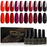 Vernis semi - permanent rouge 10 couleurs bourgogne fonc� paillettes noir uv soak - off salon manucure ...