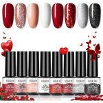 Vernis semi permanent rouge noir blanc nude 8 couleurs mini vernis  ongles gel semi - permanent soak ...