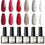 Vernis semi permanent rouge or argent paillet� blanc vernis gel 6 couleurs 8ml soak off nail polish uv ...