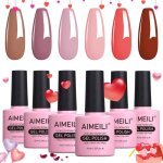 Vernis semi permanent set 6pcs x 10ml rose pastel brun nude naturel lot vernis � ongles gel soak off ...