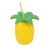Verre ananas avec paille - jaune