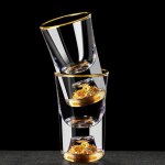 Verre de cristal de luxe vodka sak shochu bar liqueur double fond feuille dor tasse de th cadeaux haut ...