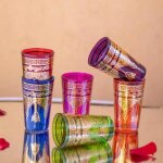 Verres à thé multicolores marocains ? 180ml ? peints à la main set de 6 ? idéals pour bougies cadeaux ... Verres à thé multicolores marocains ? 180ml ? peints à la main set de 6 ? idéals pour bougies cadeaux ...