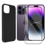 Verre tremp avec bordures noires + coque de protection souple silicone noir pour iphone 16 pro 6. 3 ...