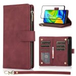 Verre tremp� + etui pour samsung galaxy a05 6. 7 housse cuir pu portefeuille etui avec [fentes cartes][poche ...