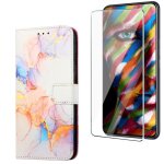 Verre tremp� + housse pour samsung galaxy s23 feetui en cuir portefeuille pu etui magn�tique clapet flipcarte ...