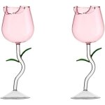 Verres  vin en forme de rose - 2 pices cristal pour vin rouge / cocktails / jus dcoration fte / mariage ...