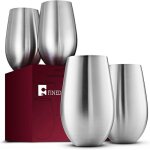 Verres  vin incassables en acier inoxydable sans pied finedine (lot de 4) verres  vin en mtal bross ...