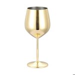 Verre  vin - incassable - mtal dor - 500 ml - verre  pied - grand verre  vin et champagne