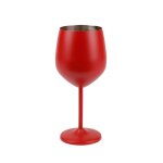 Verre  vin - inox - 18 oz - rouge - verre  pied - 433 ml