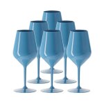 Verre  vin wine cocktail incassable 47cl couleur bleu - lot de 6 - verre incassable en tritan rutilisable ...