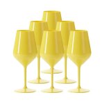 Verre � vin wine cocktail incassable 47cl couleur jaune - lot de 6 - verre incassable en tritan r�utilisableja ...