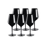 Verre � vin wine cocktail incassable 47cl couleur noir - lot de 6 - verre incassable en tritan r�utilisable ...
