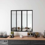 Verri�re atelier coulissante en alu noir - l123xh108cm - 4 panneaux en 4mm verre tremp� - s�paration ...