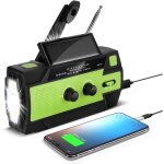 Vert radio solaire � manivelle portable radio dynamo rechargeable avec am / fm / wb batterie rechargeable ...