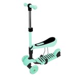 Vert trottinette scooter 3 - en - 1 pour enfants avec lumi�re led si�ge amovible grand roues guidon r�glable ...