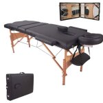 Vesgantti table de massage professionnel table de thrapie pliante cadre bois 3 zones + housse de transport ...