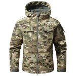 Veste camouflage vert homme grande taille cargo multi - poches a capuche
