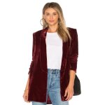 Veste de costume ecelen en velours dor pour femme coupe slim tendance simple et dcontracte bordeaux ...