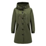 Veste coupe - vent impermable  capuche pour femme vitata spring - grande taille ample - vert arme