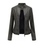 Veste en cuir pour femmes - mobigarlan - xhn86 - gris - grande taille - moto none#xs Veste en cuir pour femmes - mobigarlan - xhn86 - gris - grande taille - moto none#xs