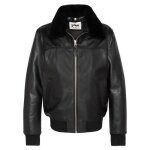 Veste en cuir noir homme schott flight