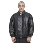 Veste en cuir synth�tique urban classics - noir doubl�e et rembourr�e