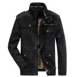 Veste demi - saison cargo pour homme col montant en coton plusieurs poches coupe - vent xh641 noir Veste demi - saison cargo pour homme col montant en coton plusieurs poches coupe - vent xh641 noir