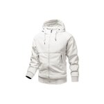 Veste epais chaude hiver homme a capuche couleur unie - blanc