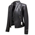 Veste femme en cuir pu oein s - xxxl veste moto fashion grande taille - noir