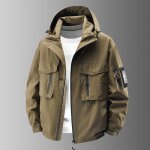 Veste homme a capuche multi - poches cargo mi - saison respirante - vert militaire Veste homme a capuche multi - poches cargo mi - saison respirante - vert militaire