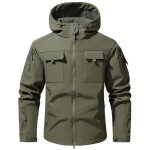 Veste homme grande taille cargo multi - poches a capuche - vert militaire