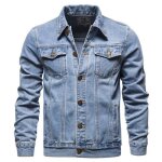 Veste hommesveste en jean mi saison de style vintage d�lav� classique denim trucker - xh645 bleu clair ...