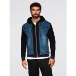 Veste en jean � capuche - ombre - pour homme - bleu - noir