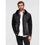 Veste en jean  capuche - ombre - pour homme - noir