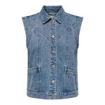 Veste en jean femme only - col am�nag� boutons poches longueur longue - bleu