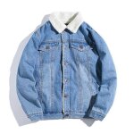 Veste en jean homme avec doublure en laine - style casual  col dtachabledenim douxcoupe ajuste?idale ...