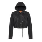 Veste levis crop  capuche noir dlav