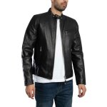 Veste de motard - schott - cuir noir - mixte - adulte - poignets zipp�s