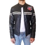 Veste de motard en simili - cuir pour homme yes zee black l