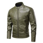 Veste moto homme vitata printemps / automne - veste en cuir dcontracte  col montant et poches zippes ...