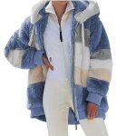 Veste polaire  capuche femme grande taille hiver - bleu - manches longues - sports dhiver bleu
